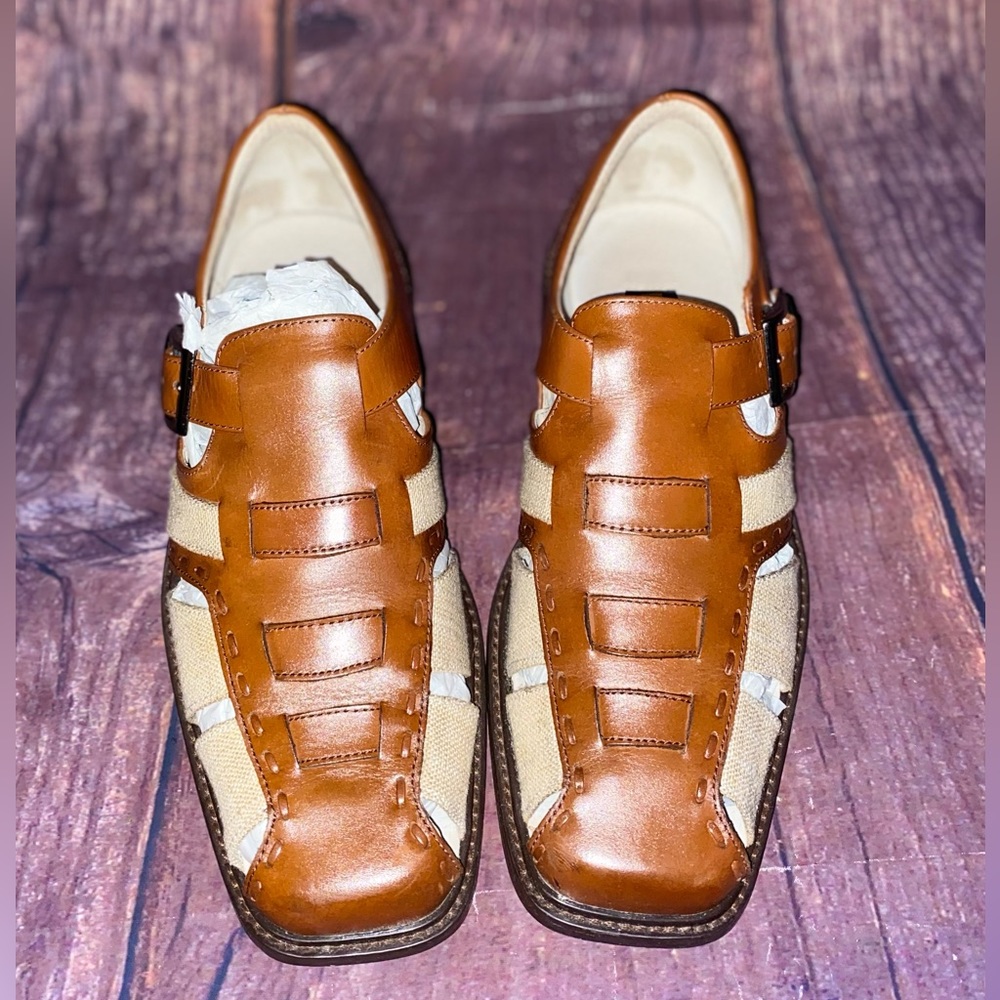 Stacy Adams Linen/ Leather Sandals